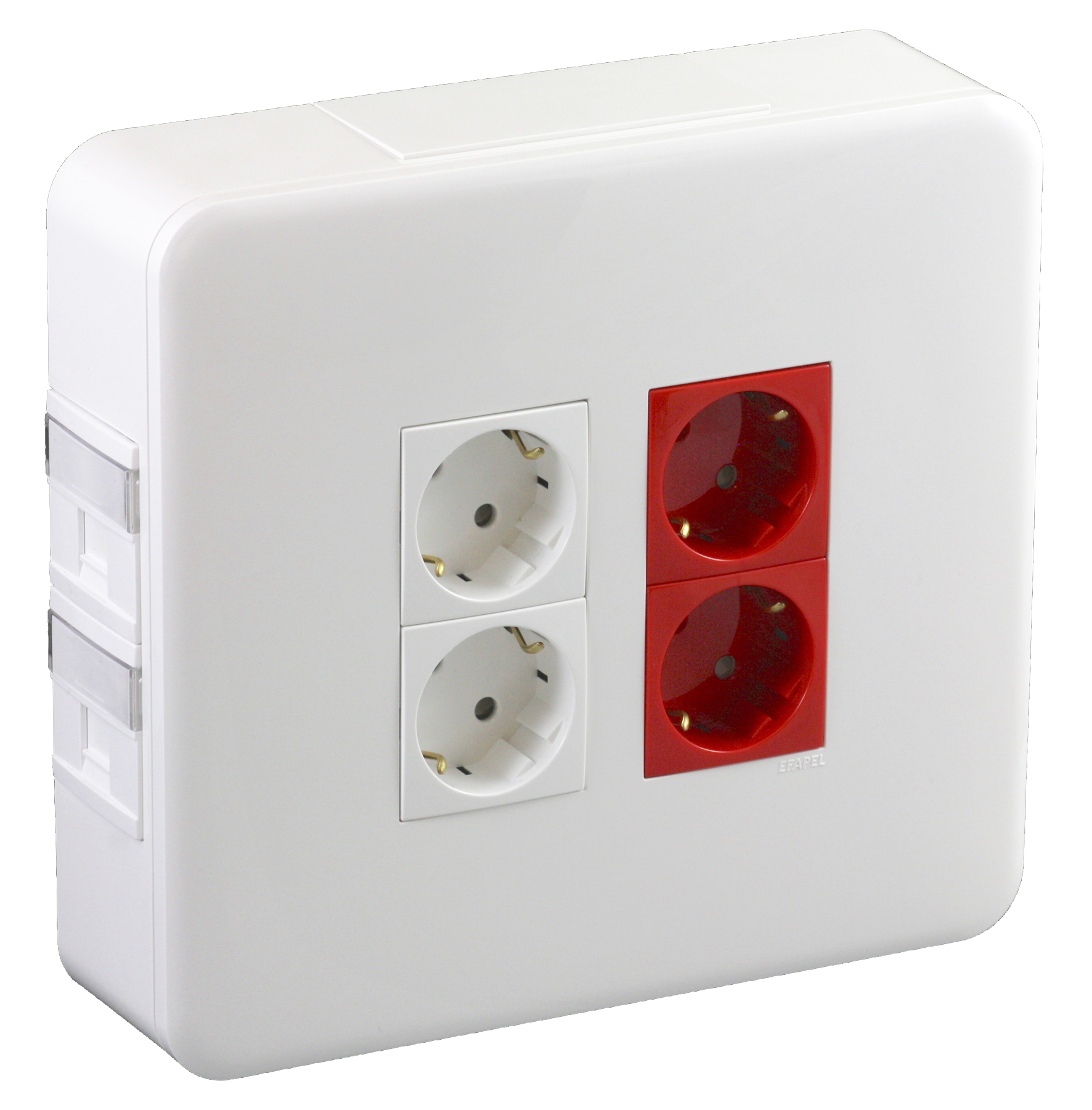 Posto de Trabalho Saliente 2x4 + 4x4 Módulos com 2 Schuko VM + 2 Schuko BR + 2RJ